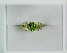 QVC  - 9ct Gold  Peridot and Diamond Ring - Hallmarked