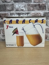 Vintage Luminarc France Caracas 6x 26cl Glasses & 1 litre Jug Ribbed Detail 1992