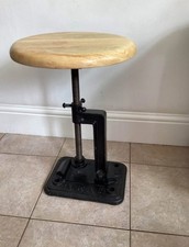 Retro Rustic Designer Pub/Bar/Kitchen Cast Iron Wood Adjustable Stool