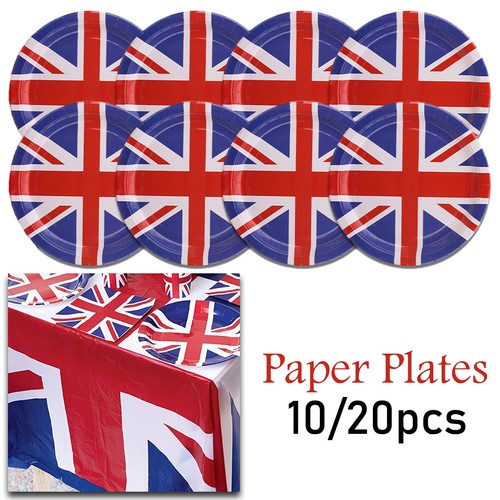 23cm union jack paper plates - jack,