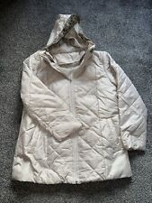 Womens Anne De Lancay Coat, Size Small, Quilted, Beige, Hooded, Lined, Winter