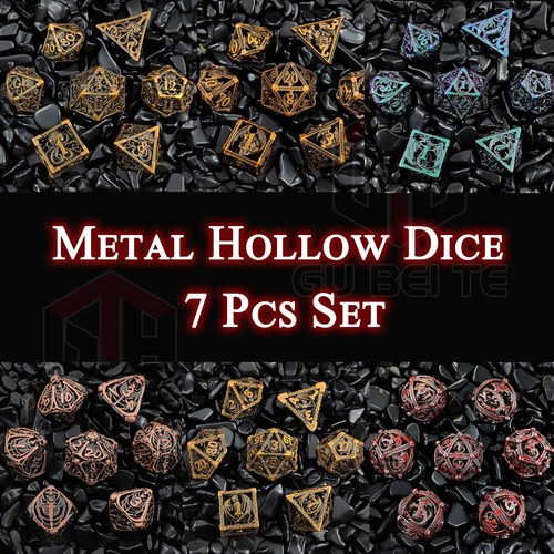 Metal hollow dice pcs set - dice, 7