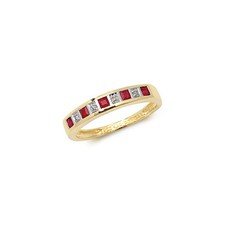 9ct Gold Princess Cut Ruby & Diamond Half Eternity Ring