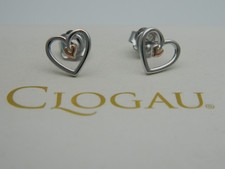 Welsh Clogau Silver & 9ct Rose Gold Tree of Life Heart Stud Earrings