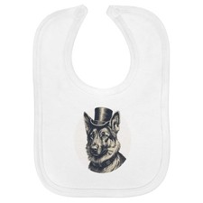'German Shepherd with Top Hat ' Soft Cotton Baby Bib (BI00056293)