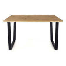 Large Rectangular Dining Table Solid Wax Pine with Black Metal Leg