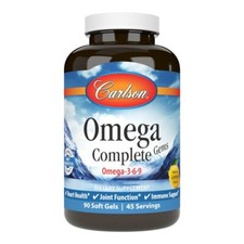 Carlson Labs Omega Complete Gems, Omega 3-6-9, Natural Lemon, 90 SoftGels