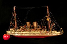 Amazing and old boat model, Folk Art circa 1930 / Militaria