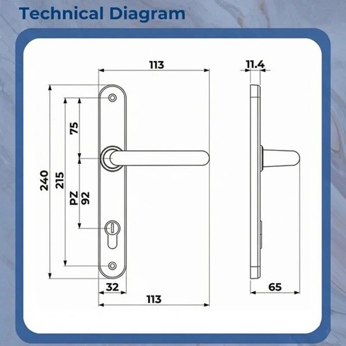 Upvc door handle 215mm screw - door,