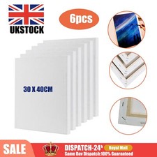 6 PACK 100%COTTON 30 X 40CM BLANK PLAIN STRETCHED PAINTING ART ACRYLIC CANVAS