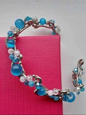 Beautiful 'PIA' bracelet - adjustable with aquamarine @ White Beads