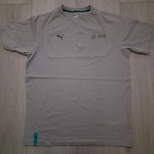 PUMA Men's Mercedes AMG Petronas F1 Team Motorsport T-Shirt Grey Size Large Tee