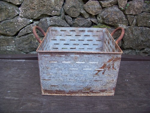 Vintage olive basket rustic - basket-,