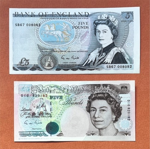 Old five pound notes - x, £5