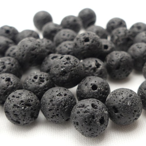 Natural lava stone beads 6mm - lava,