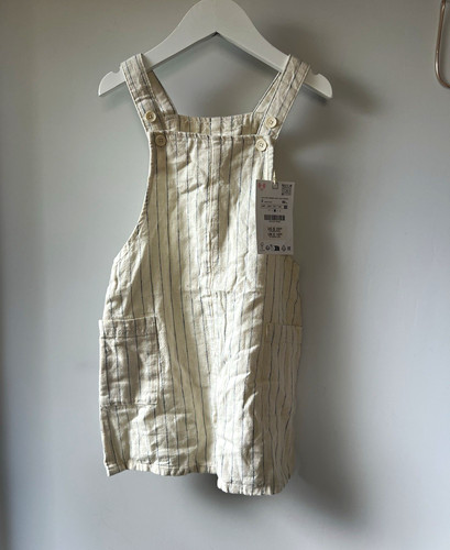 Zara linen striped dungaree - striped,