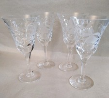 4 Large Royal Brierly Fuchsia Cascade Wine Goblets Signed 16.5cm 1980s 