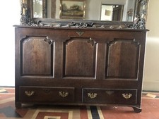Original Georgian English Oak Mule Chest Coffier Trunk Blanket Chest C 1700's