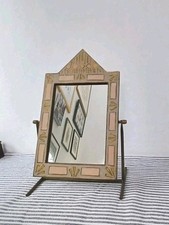 Beautiful Dressing Table Mirror Geometric Aztec Style Design Rustic Metal Stand