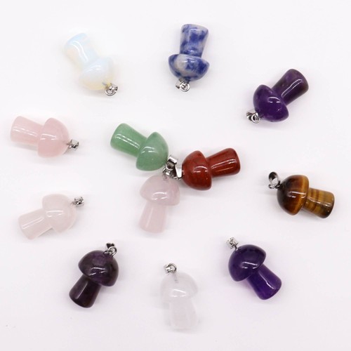 Gemstone mushrooms pendants - gemstone,