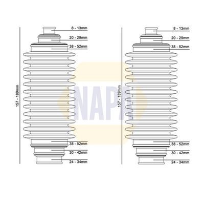 Steering bellow kit - front, left