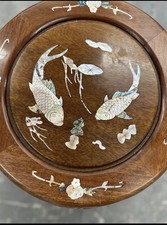 Antique Chinese Rosewood Drum Stool  with mother of pearl inlay  