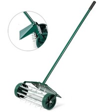 Manual Lawn Aerator Roller Grass Spiker 3-Level Telescopic Handle Gardening Tool