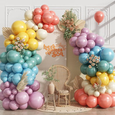 144PCS Rainbow Balloon Arch Kit, Assorted Colorful Balloon Garland with Dusty Sl