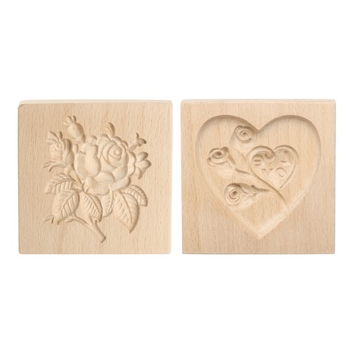 2pcs wooden cookie mould - cookie, 3.94"