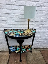 Vintage Half Moon Hand-Painted Decoupage Console Table