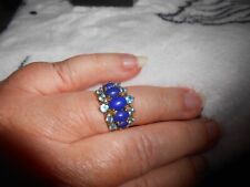 9ct Ladies Blue Lapis & Topaz Cluster Ring...yellow gold...stunning