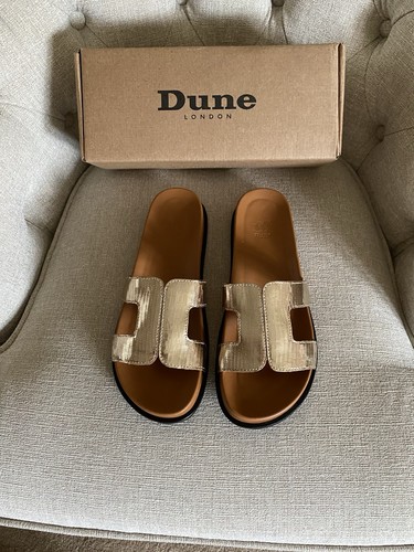 Dune gold leather slider - dune,