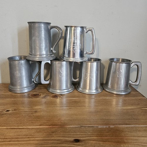 Lot pewter tankard beer - 6,