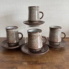 Creigiau Studio Vintage Pottery Cups & Saucers X 4 Reg & Jean Southcliffe. Wales