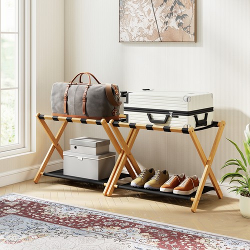Bamboo luggage racks - luggage, set