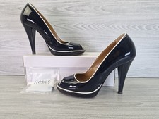 Hobbs 'Greta' Peep Toe Court Shoes 4" Heel Navy Patent Leather EU 37 UK4