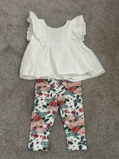 White and pink floral baby Girl outfit. Top and trousers #babyfashion Never worn