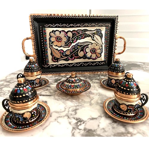 Turkish copper coffee set - turkish,