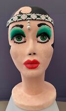 Vintage style, hand-painted, unique design, flapper girl mannequin head