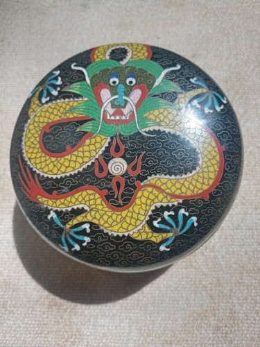 Dragon cloisonné lidded - dragon,