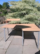 IKEA Oak Veneer Corner Desk with Moveable Shelf and Leather Protector