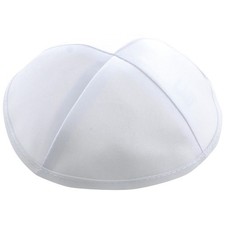 White Satin Kippah with White