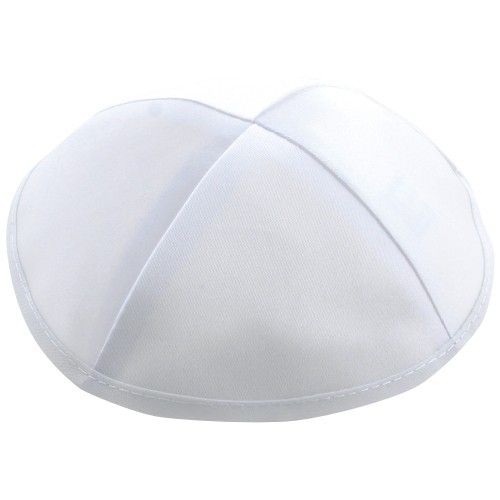 White satin kippah with - white,