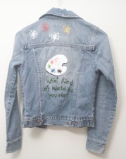 Hollister Distressed Denim Jacket Artist Decal Size XS