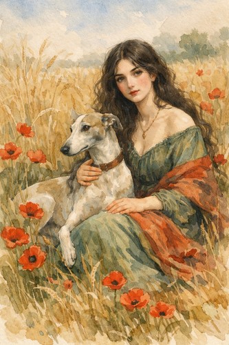 Pre raphaelite lady with - lady,