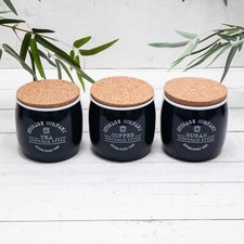 Set Navy Blue Tea Coffee Sugar