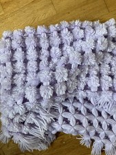 Hand Made Lilac Pom Pom Blanket Approx 25 Inch X 32 Inch Brand New