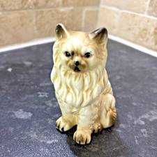 Himalayan Cat Figurine Sitting- Ceramic Porcelain Hand Painted Bone China 