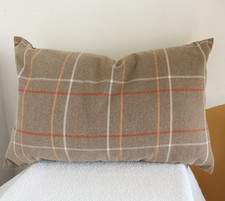 Marks & Spencer Cushion Light Brown Tweed Check Wool Blend Rectangle & Pad M & S