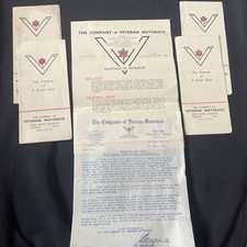 Antique 1938 The Company Of Veteran Motorists Membership Leaflet x5 & Letter £45
